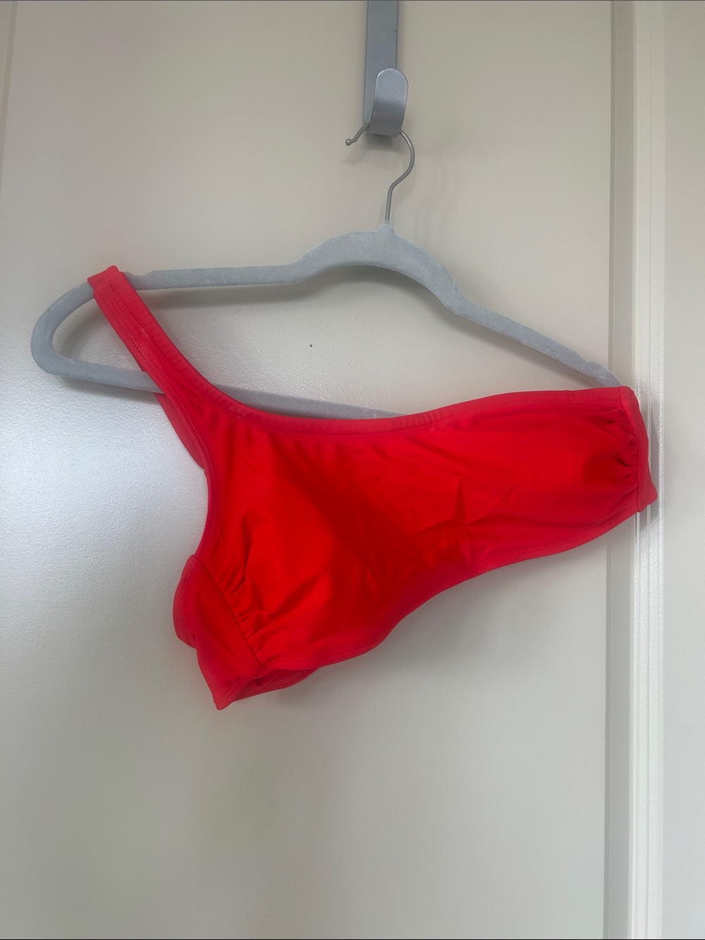 Red One-Shoulder Women’s Swim Top